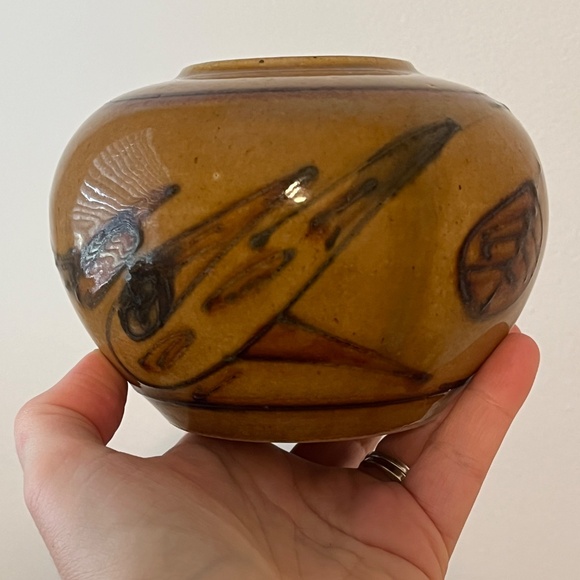 VINTAGE MID CENTURY STUDIO CERAMIC STONEWARE POTTERY VASE SMALL POT - Picture 4 of 10